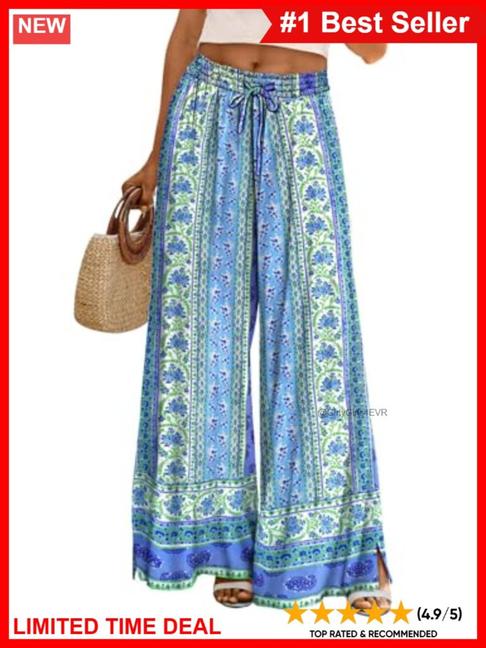 Women's Wide Leg Palazzo Lounge Pants Rayon Cotton Drawstring Pockets